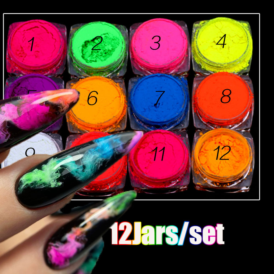 1Set Neon Nail Powder Eyeshadow Dust Fluorenscence Effect Nails